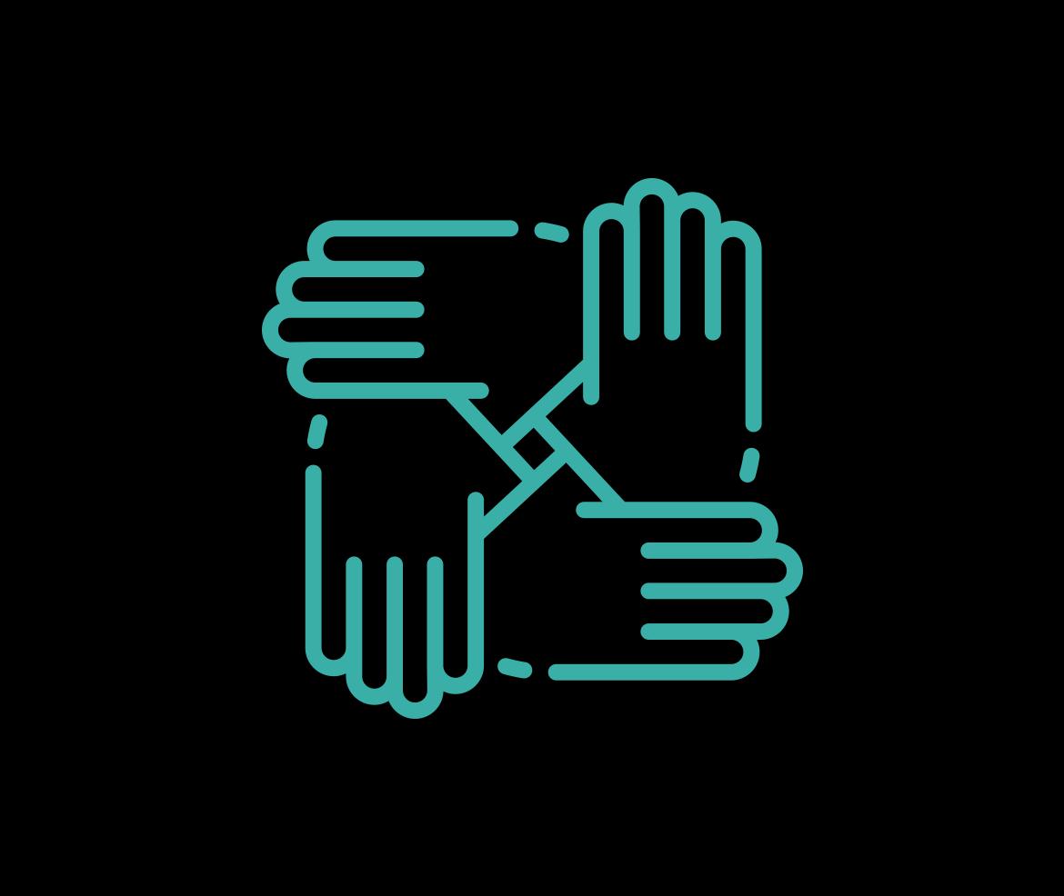 icon of hands holding each other representing a donor partnering with a donor advised fund sponsor